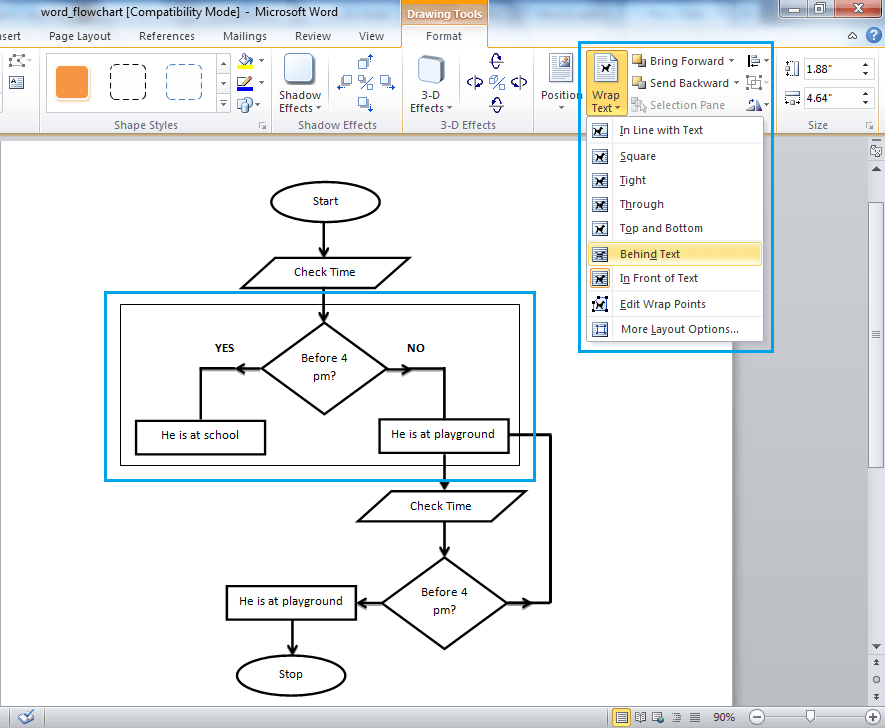 How to visually group a set of shapes in a drawing canvas in Word 2010? Super User