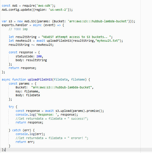 Writing to Amazon S3 bucket from Lambda results in "InvalidARN ARN