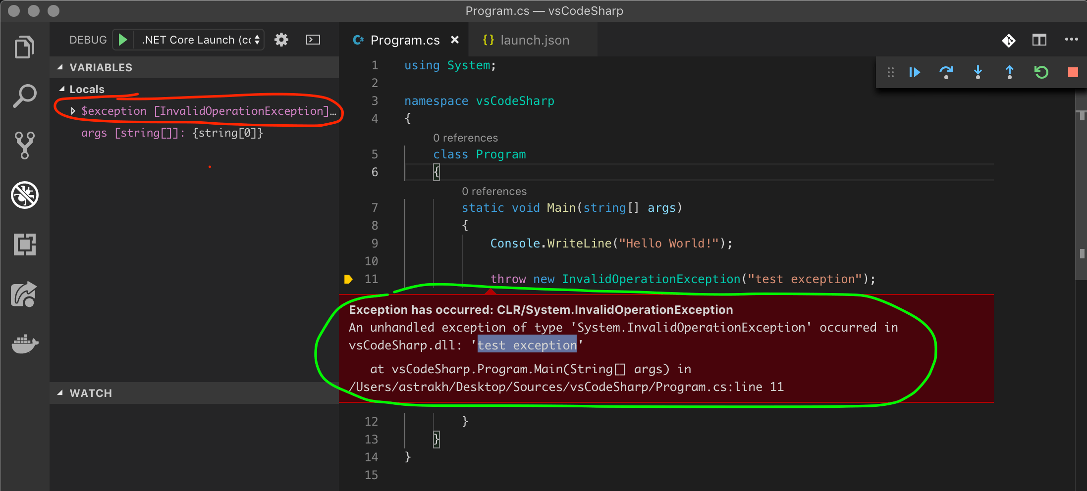 VS Code extension to access debug context, variables, exceptions of
