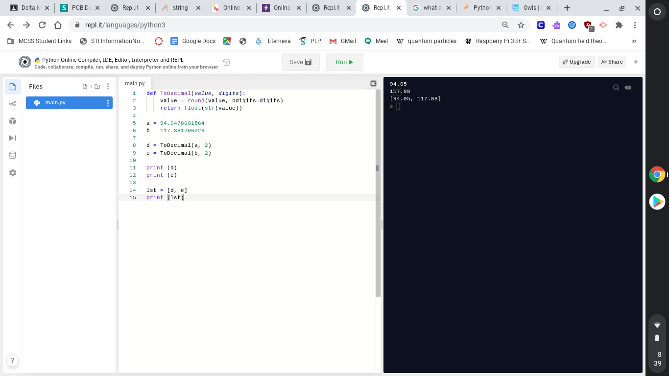 Python rouding float with decimal module working, but not when using