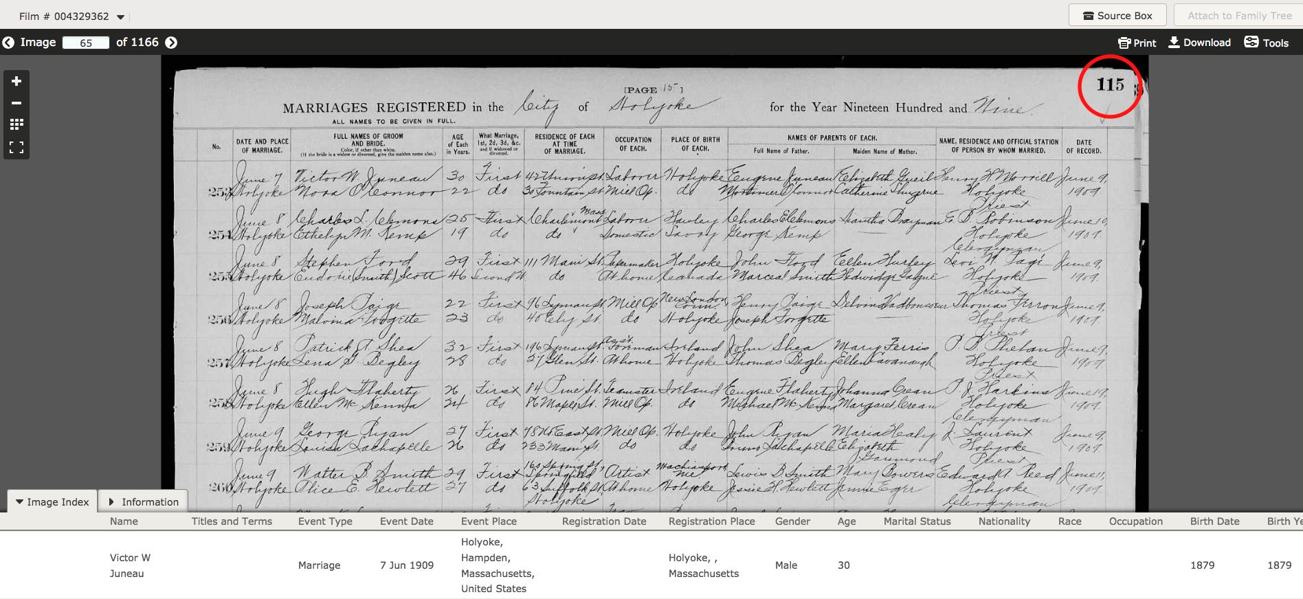 1900s decade Finding marriage record using Massachusetts Marriage
