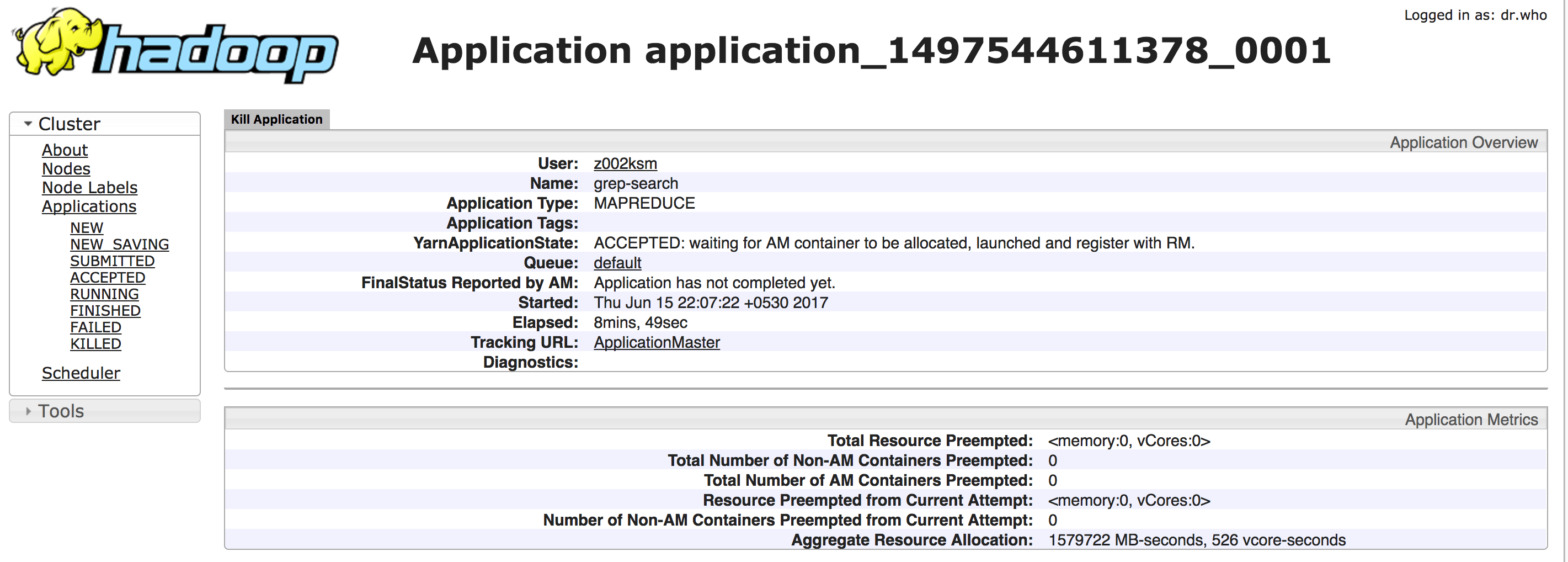 Yarn MapReduce stuck at state ACCEPTED waiting for AM container to be