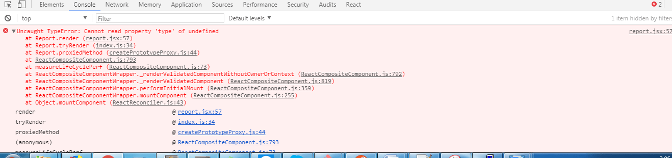 react redux Uncaught TypeError Cannot read property 'type' of