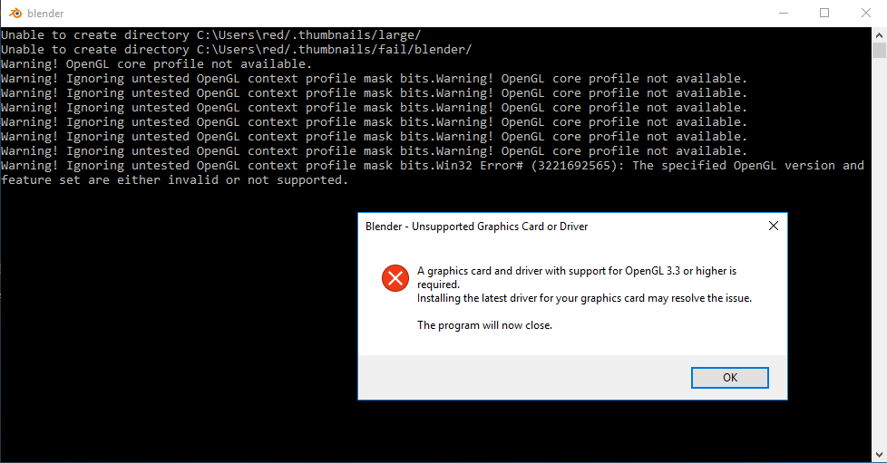 error Opengl 3.3 drivers blender 2.81 Blender Stack Exchange