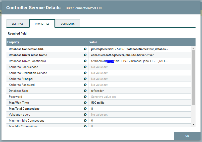 How to establish connection between Nifi and SQL server using JDBC