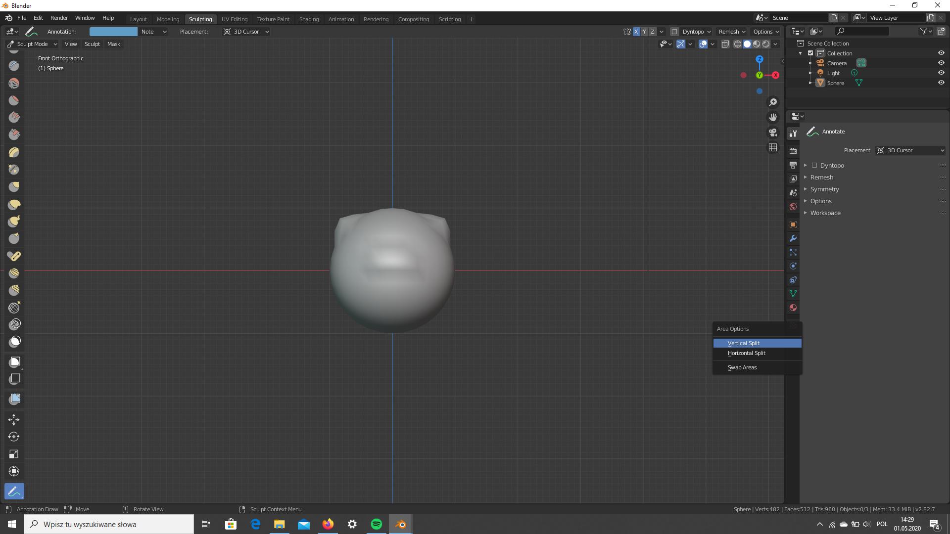 How do I have two perspective views for sculpting? Blender Stack Exchange