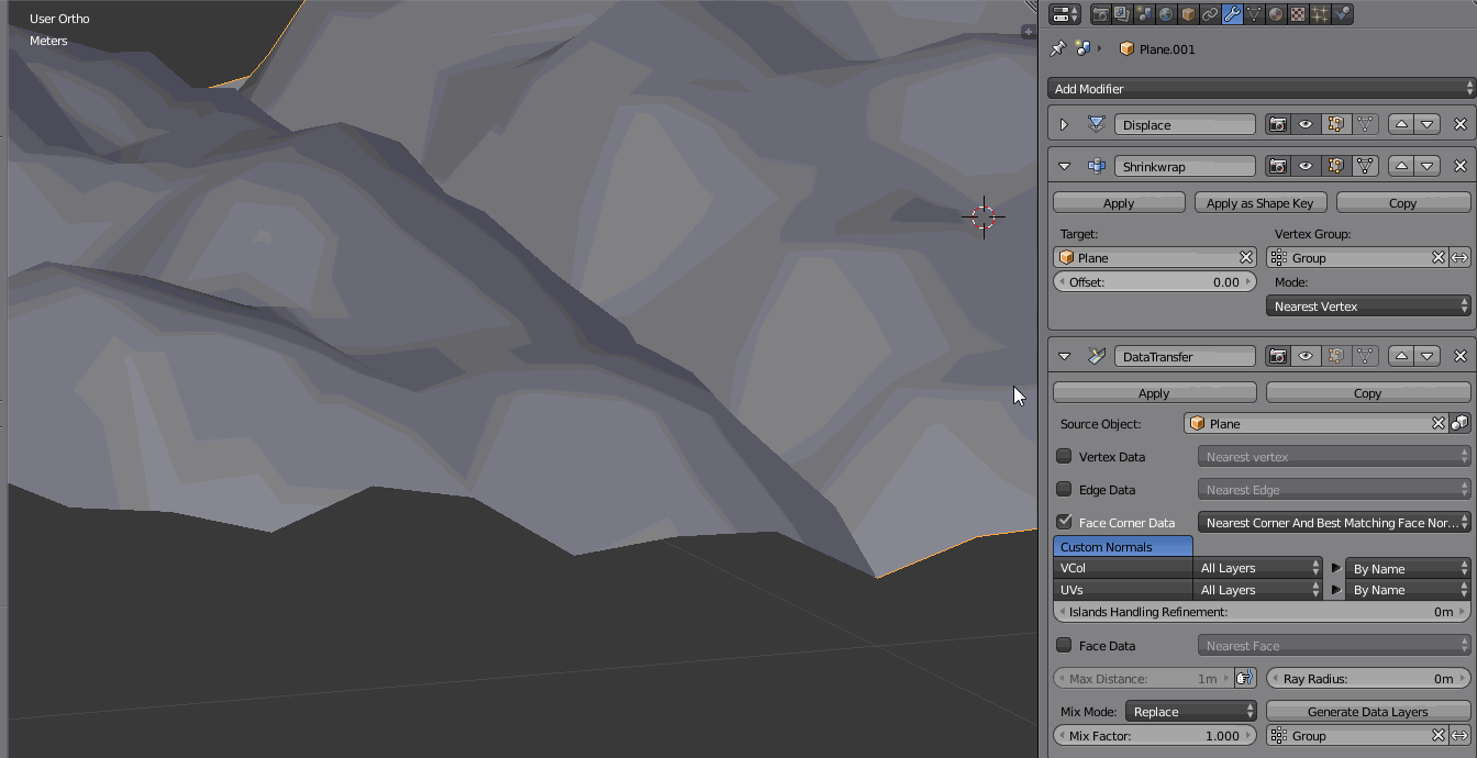 mesh How to create a seamless low poly terrain with displace and