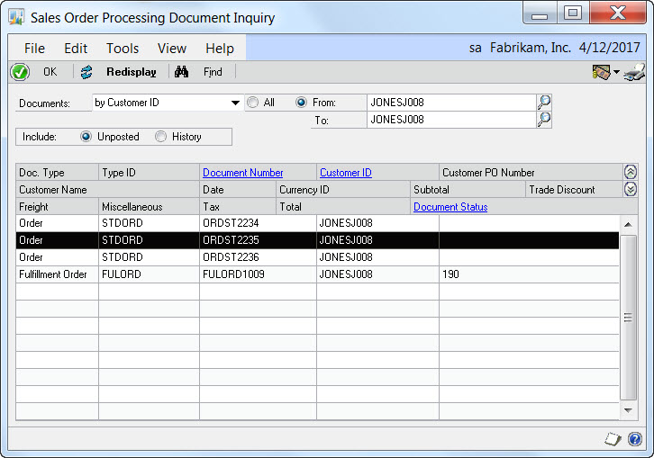 microsoft dynamics Great Plains Find Sales Orders Stack Overflow