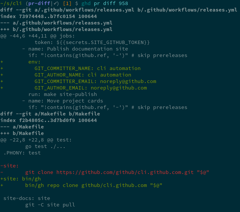 git How do you recreate the GitHub pull request diff on the
