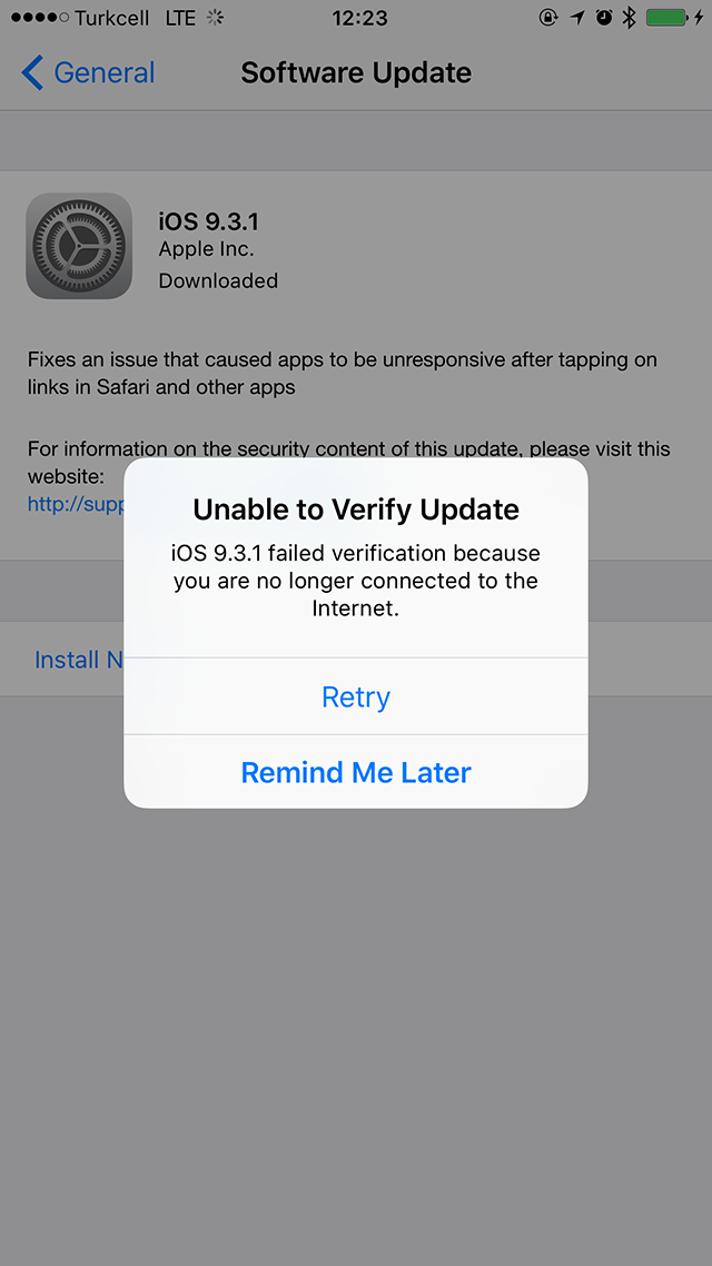 Unable to verify iOS 9.3.1 Update Ask Different