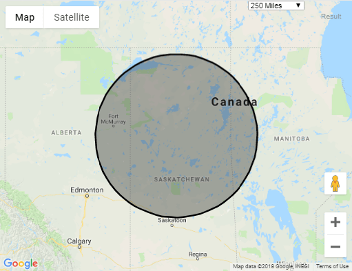 javascript How to display google map based on radius selected Stack