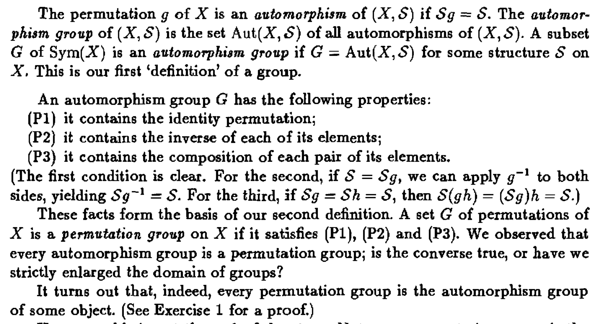 Prove that permutation group is automorphism group of some structure