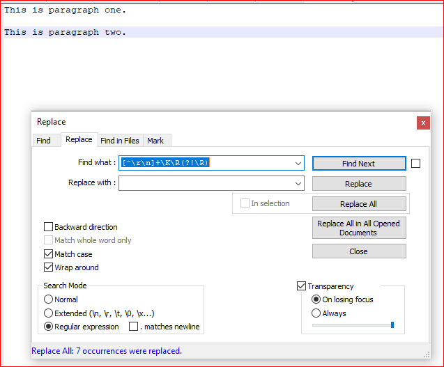 How to wrap text in Notepad++, but leave paragraph lines intact?