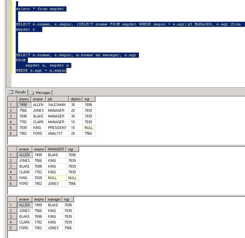sql How to get the employees with their managers Stack Overflow