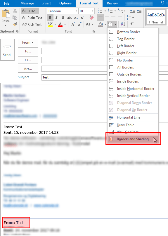 email Change the separator line format between mails in Outlook
