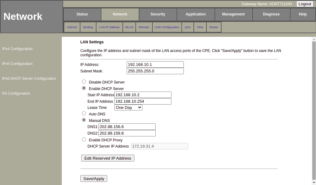 networking Turning my Optilink XONT71110N Modem into a router Super
