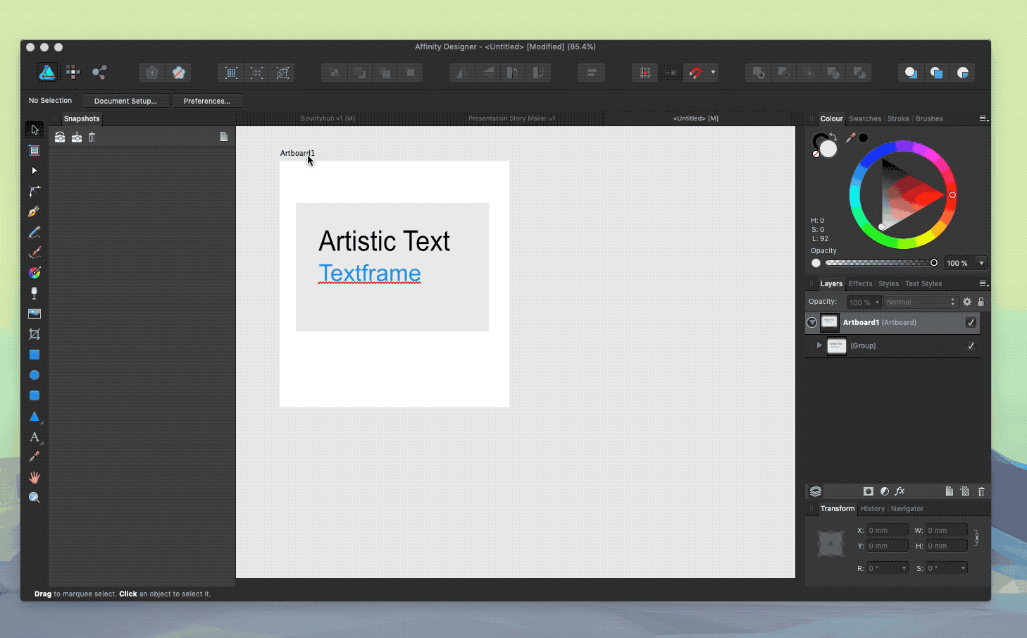 text Affinity Designer How do I make textframes scale with the
