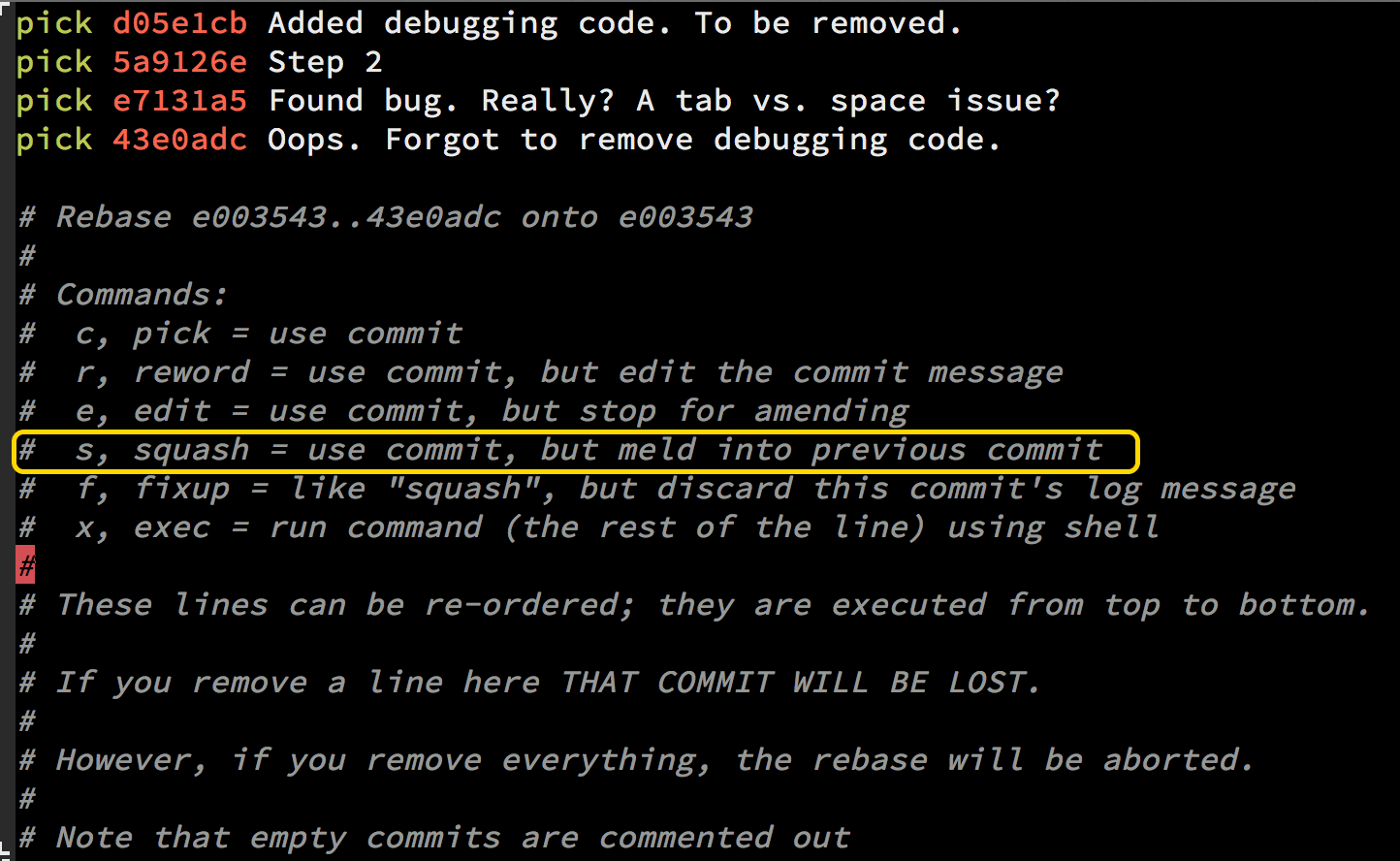 git rebase How to squash 7 pushed commits into one in to 1 in git