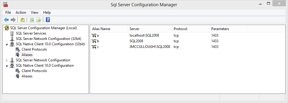 SQL Server "." Alias Not Working Stack Overflow