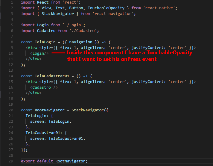 react native How can I set onPress event in a child