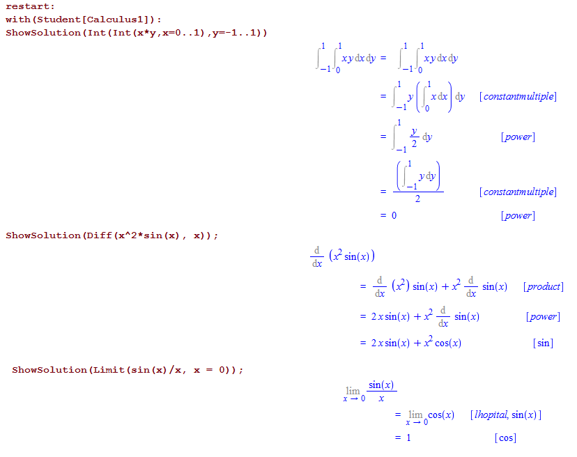 calculus and analysis Equivalent of Maple `ShowSolution` command in