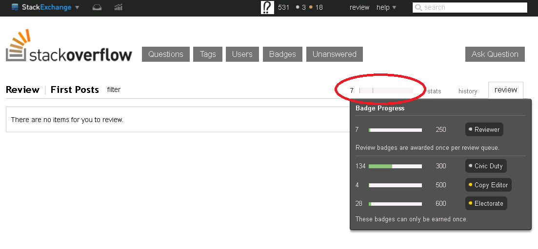 What is the little bar on top of the Review Pages? Meta Stack Overflow