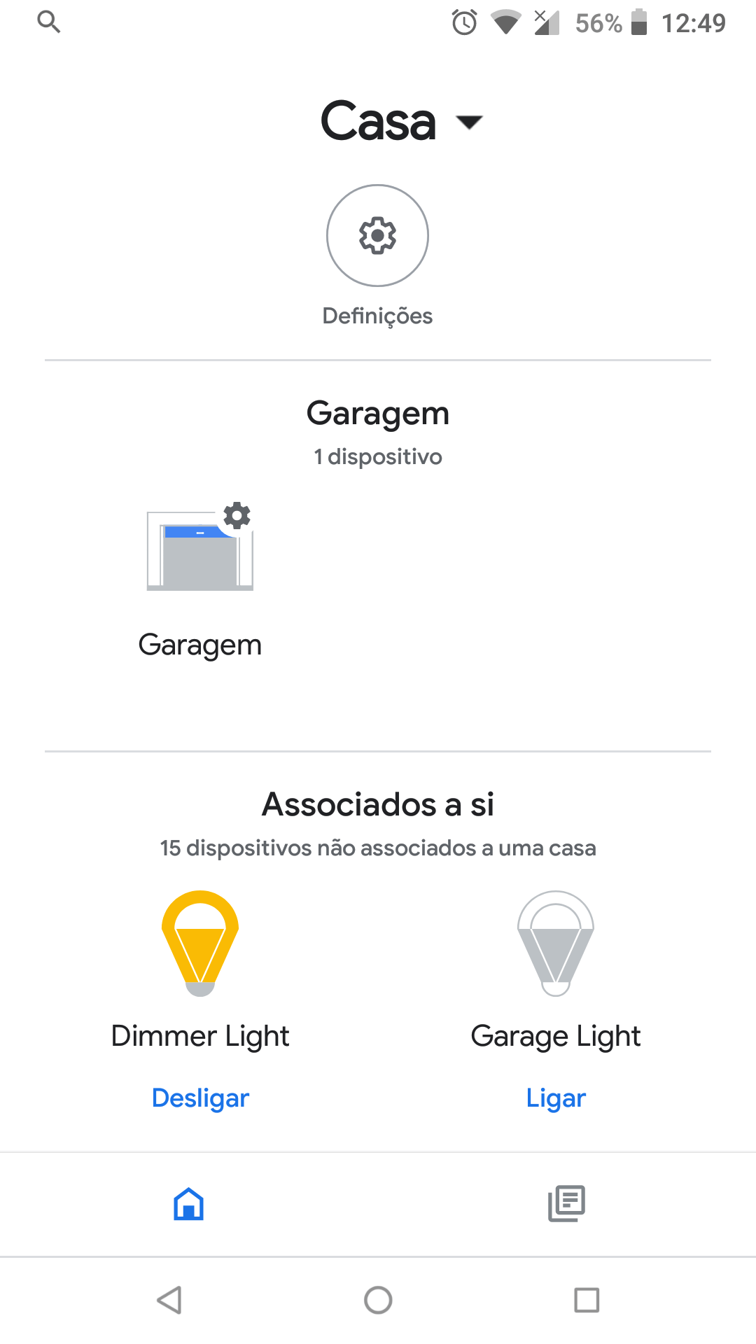 Fulfillment SYNC action.devices.types.GARAGE device only show settings page