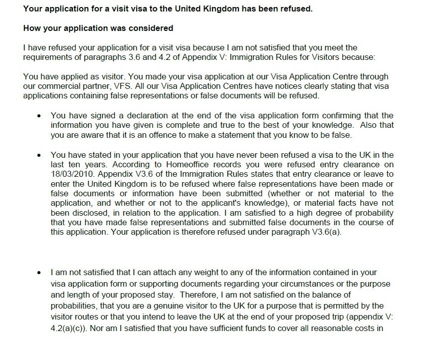 Uk Visa Refusal Appeal Letter Sample