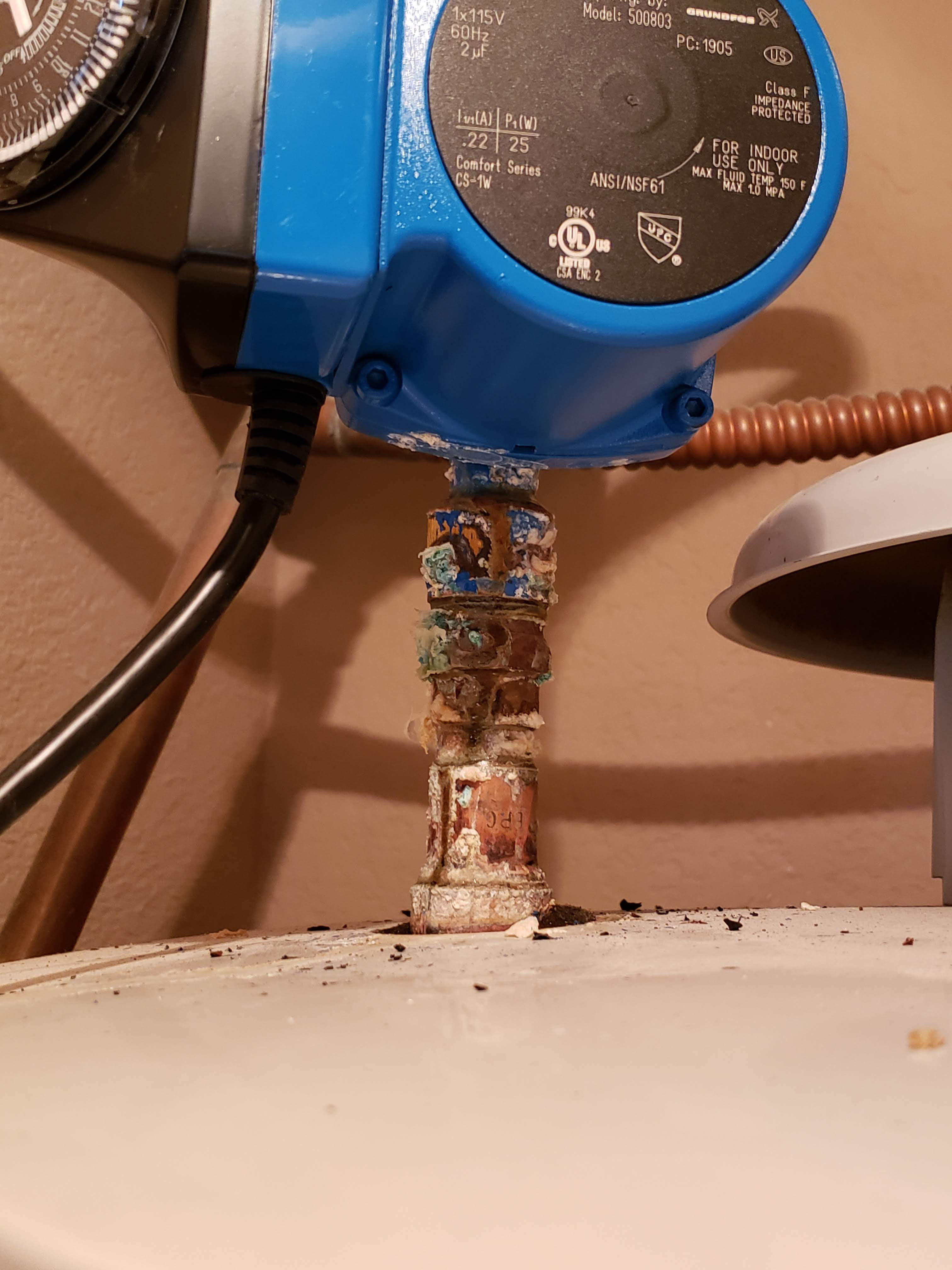 Plumbing Corrosion due to dissimilar metals or bad ground Love