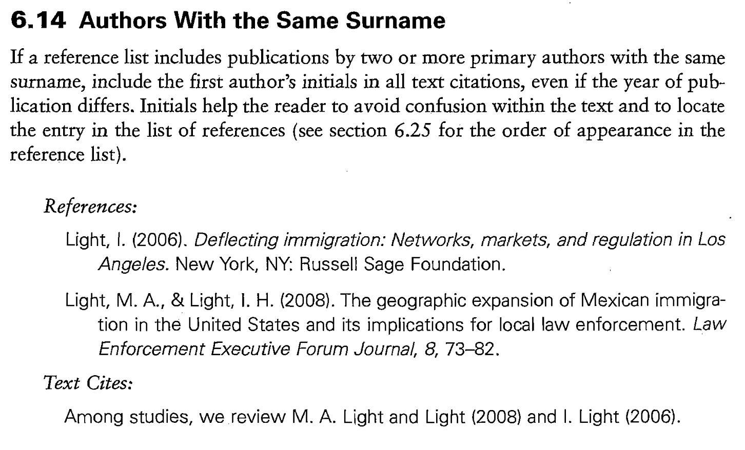 APA citation style for different authors with the same last name