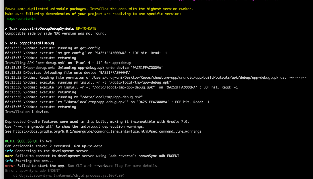 android ReactNative Error spawnSync adb ENOENT at Object.spawnSync