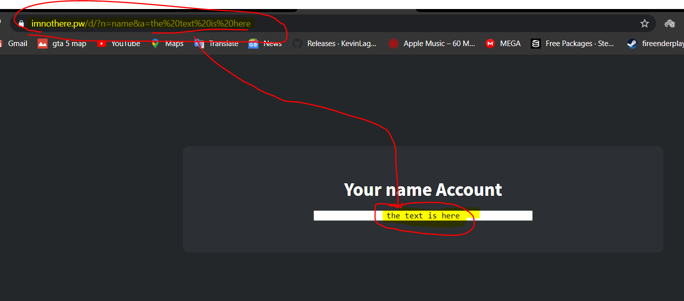javascript how to make a link contain text and shown in textbox