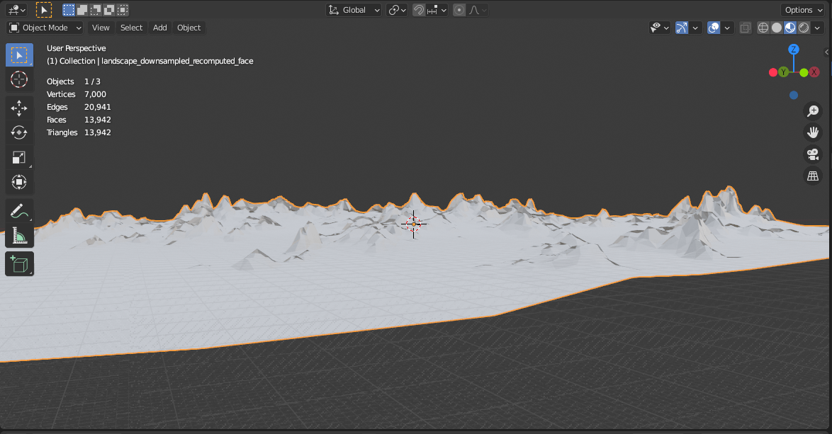 blender Large (in meters) landscape mesh has artifacts on peaks only