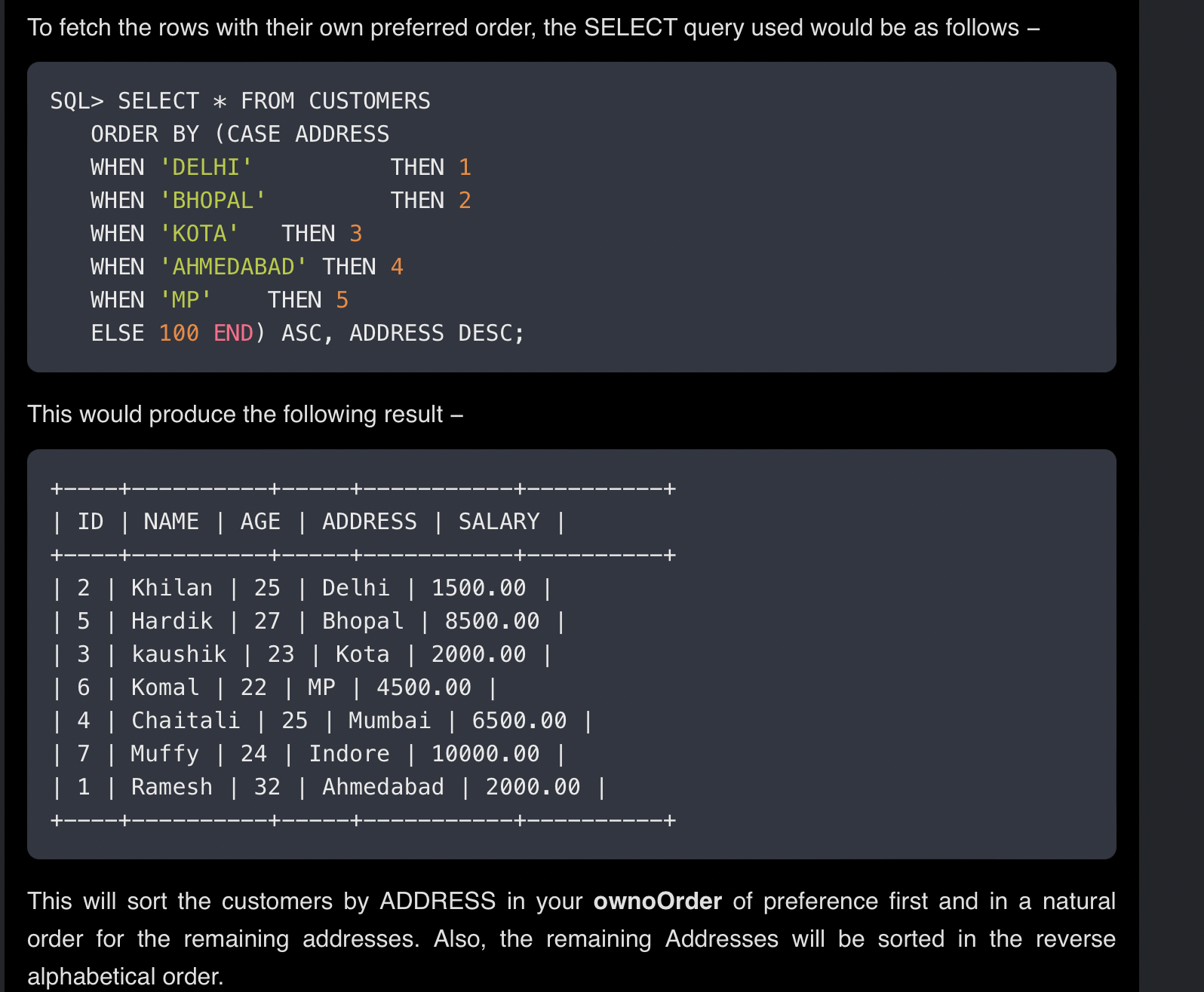 SQL case with order ascending and descending column type Stack Overflow