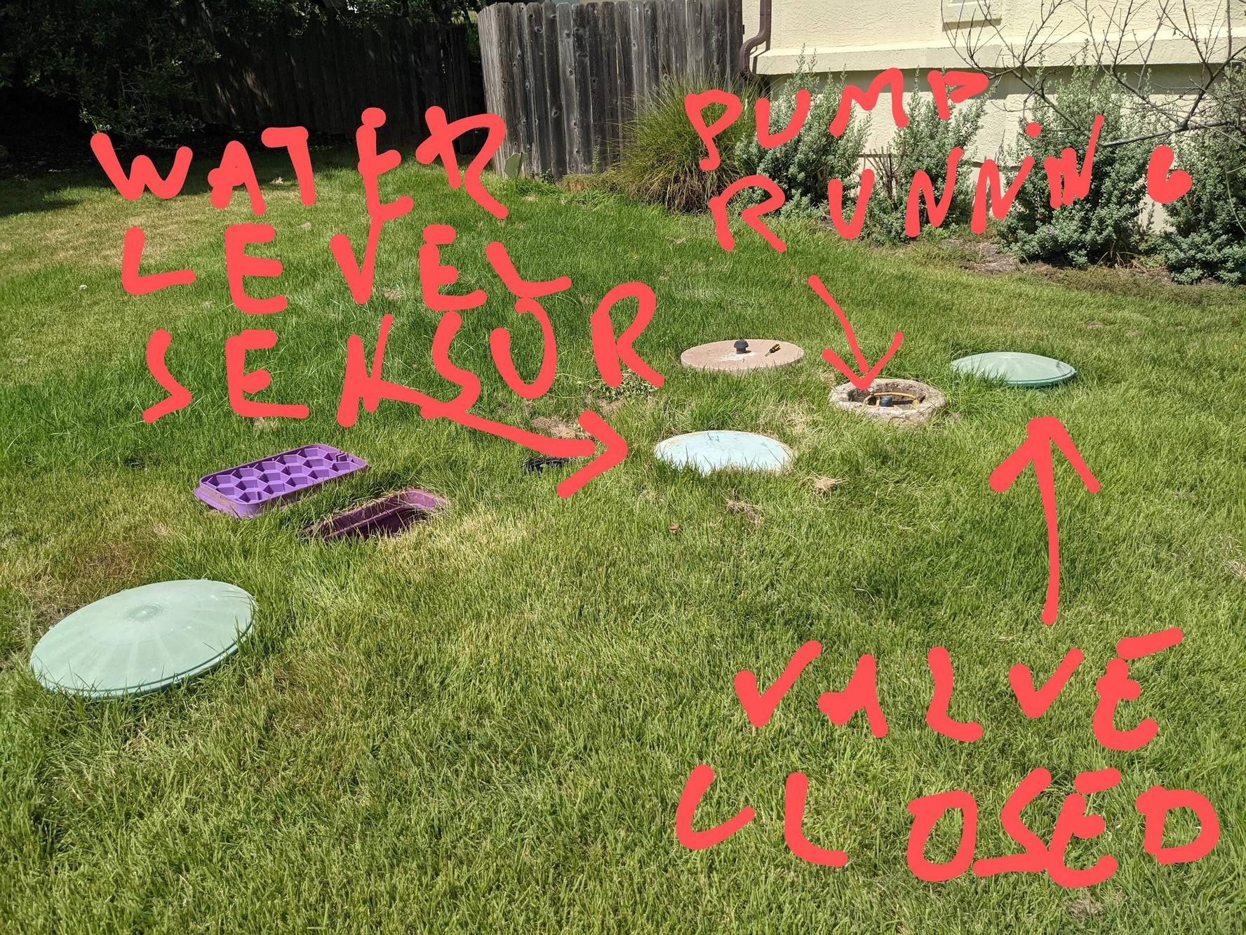 plumbing Septic alarm went off. Pump running. Unknown valve in closed