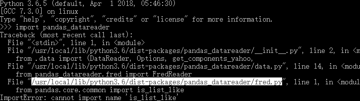 python import pandas_datareader gives ImportError cannot import name