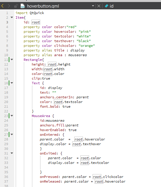 qml Invalid Property name "hoverbutton". (M16) Qt quick