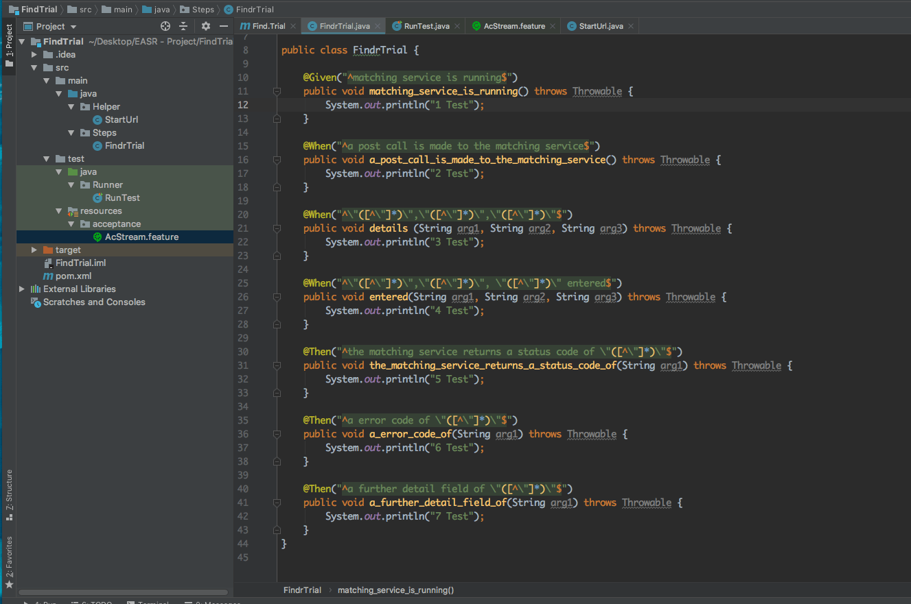 java feature file ignore the Steps Definition and ignored Test