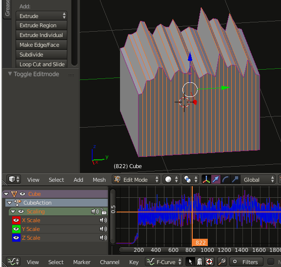 python How to map musical data to objects in blender amd export 3D