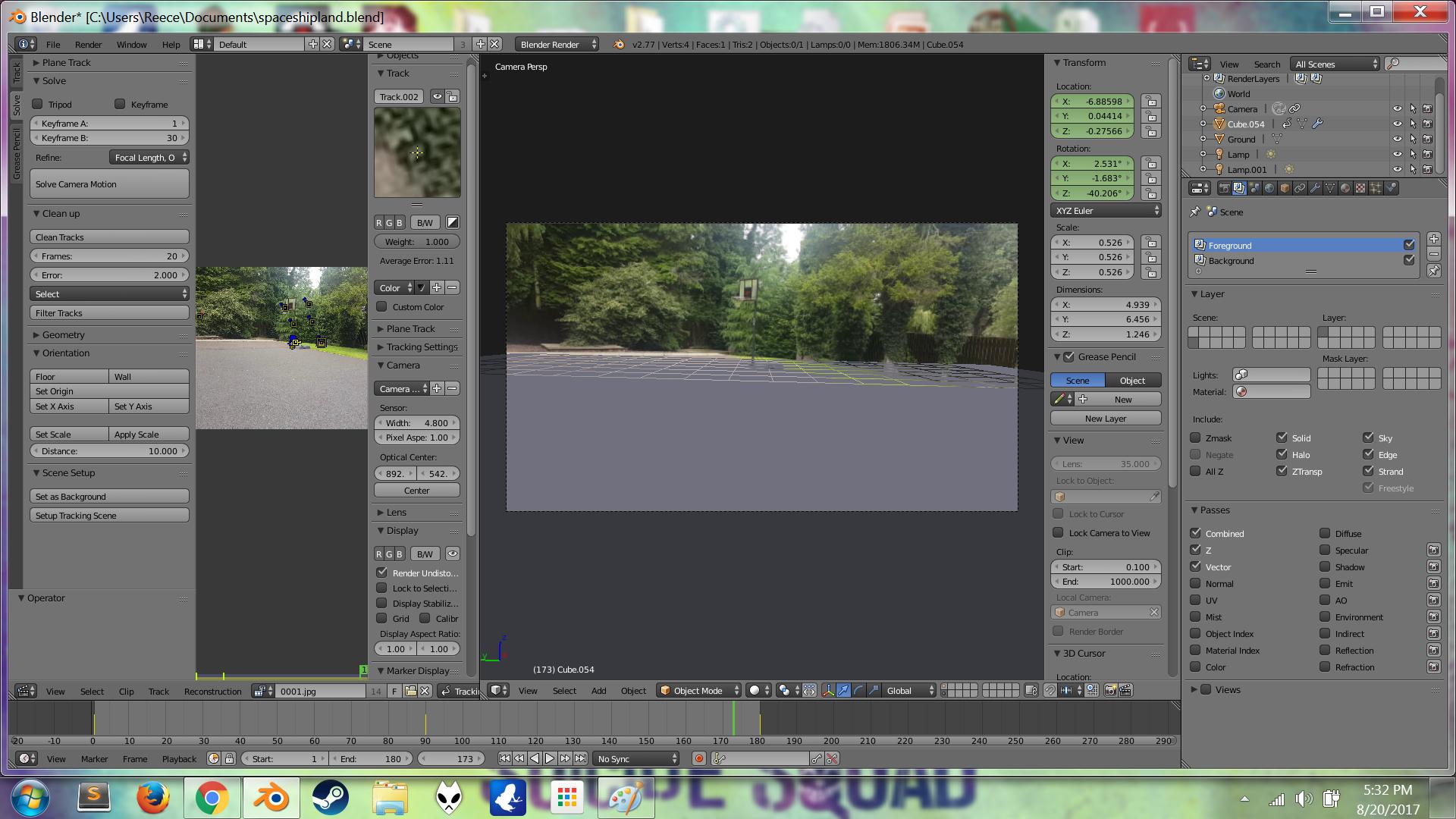 animation how do I add a shadow on the floor of a tracking scene