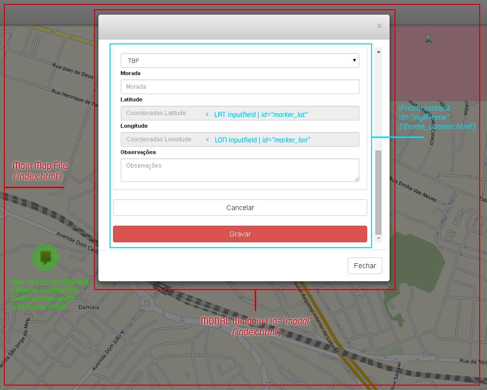 Iframe Google Maps Latitude Longitude javascript show Latitude and Longitude marker values in iFrame