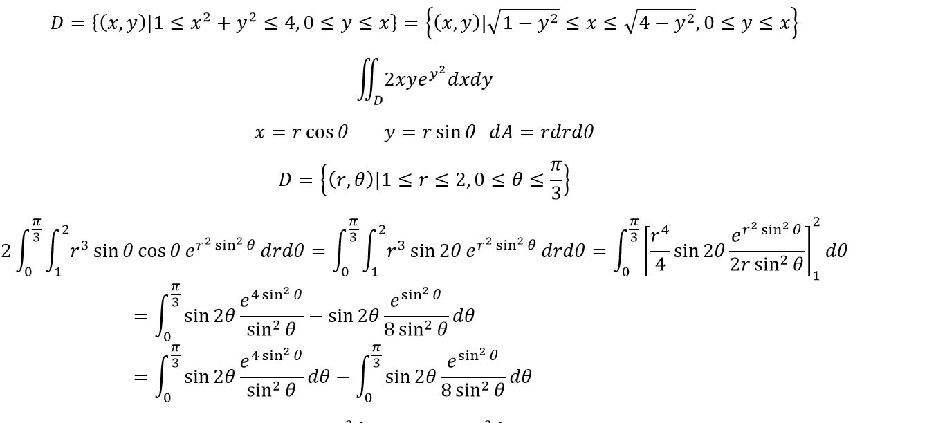 integration Integrating \iint_D 2xy\exp(y^2)\,dxdy over the given