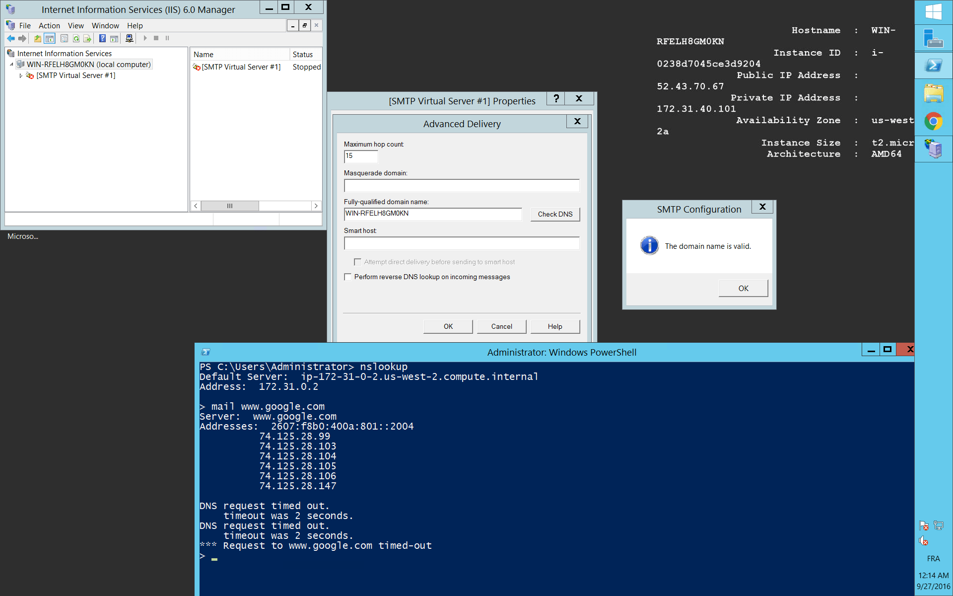 smtp Mail of PHP, DNS request timed out, and FQDN Stack Overflow