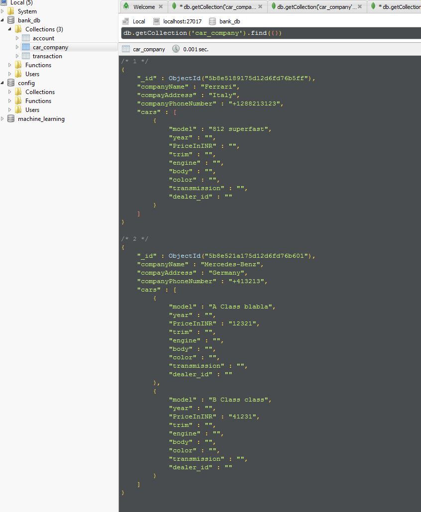 node.js Nodejs Mongo creating collection model with a list of object