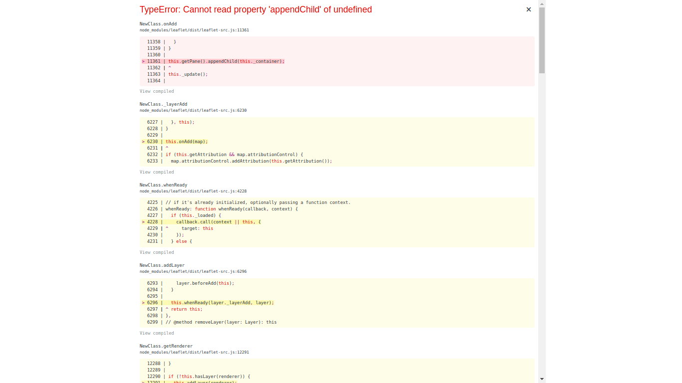react leaflet Uncaught TypeError Cannot read property 'appendChild' of undefined Stack Overflow