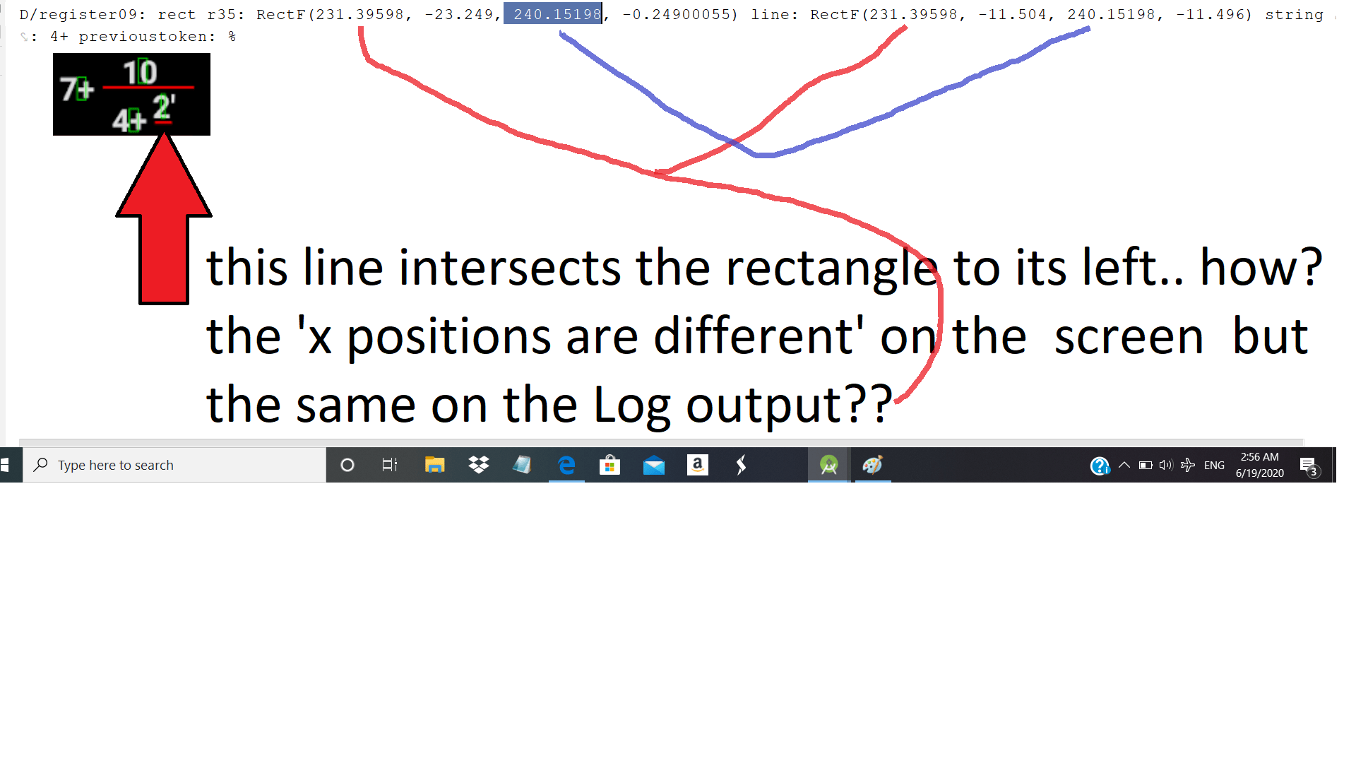 android RectF objects are nonoverlapping on screen but on Log output