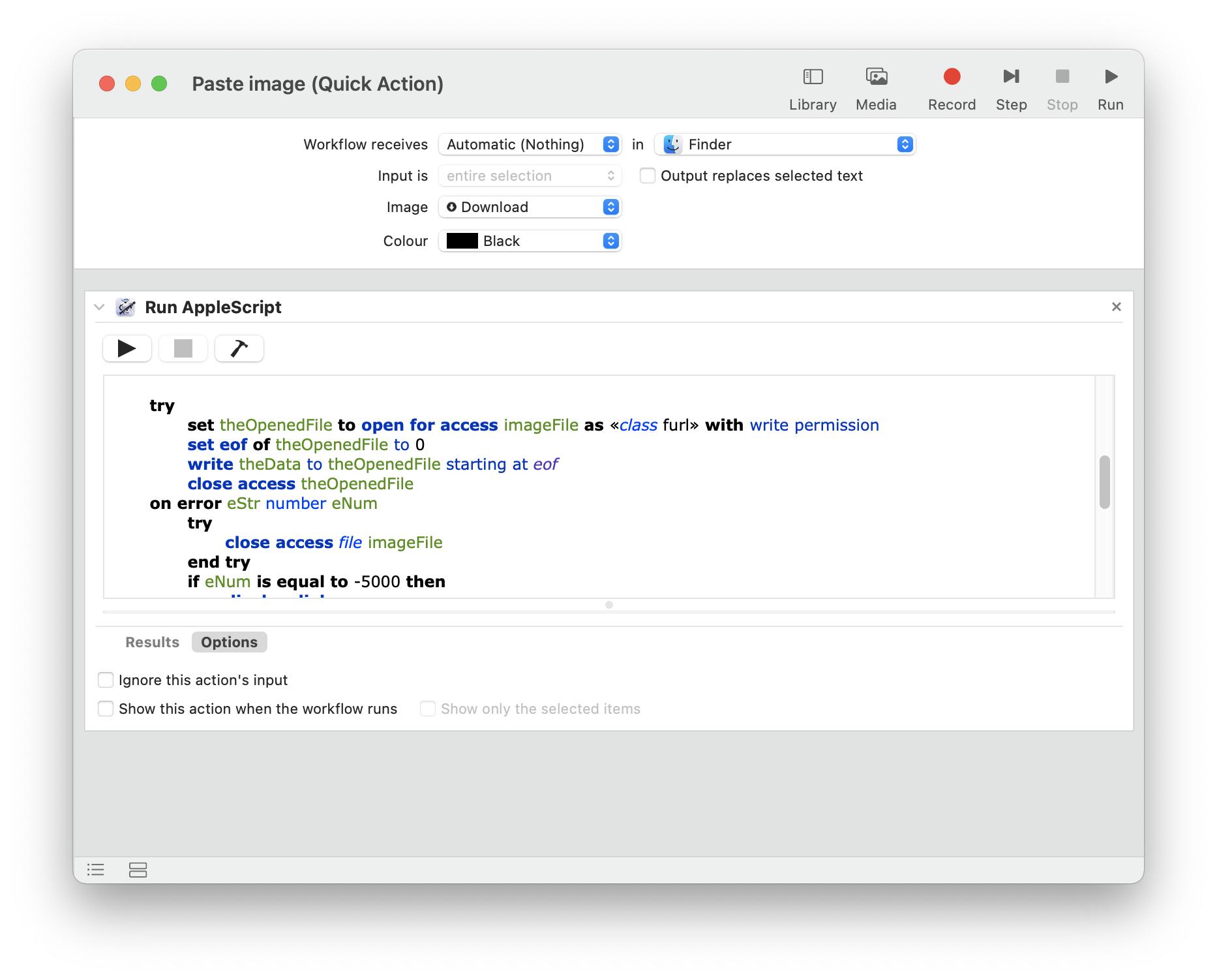finder How can I paste a screenshot image from clipboard into a