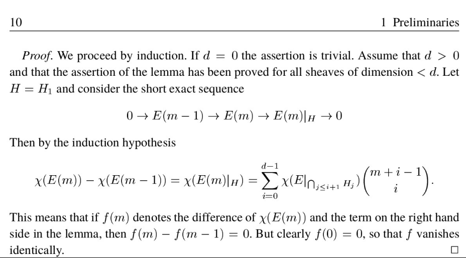 algebraic geometry On the hilbert polynomial of a coherent sheaf over a projective scheme