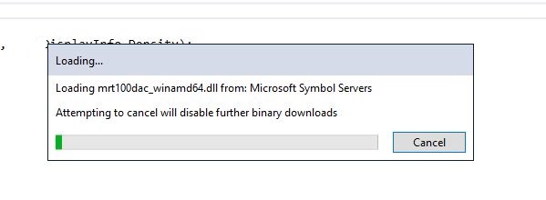 c UWP APP &quot,mrt100_app.dll&quot, Cannot find or open the PDB file Stack