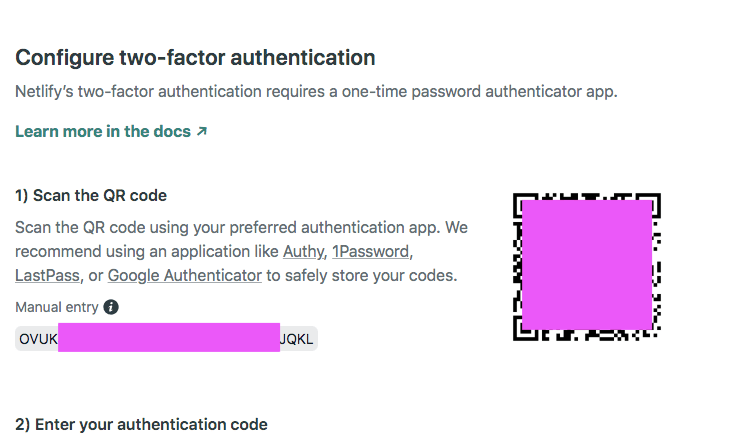 Authy QR code replacement "manual entry code" how to